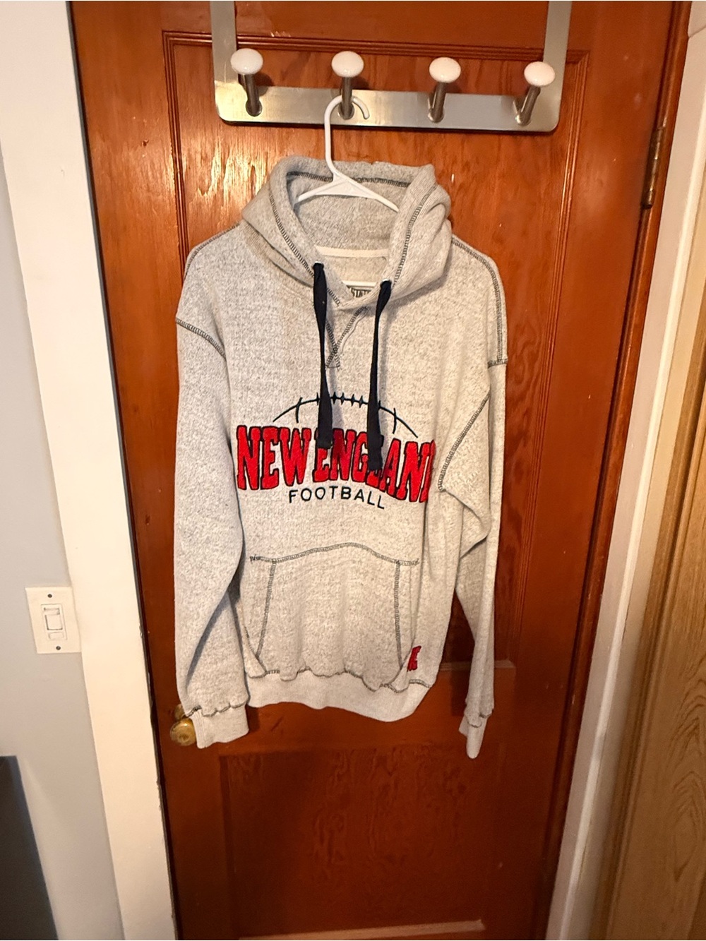 Gray New England Football Hooded Sweatshirt
